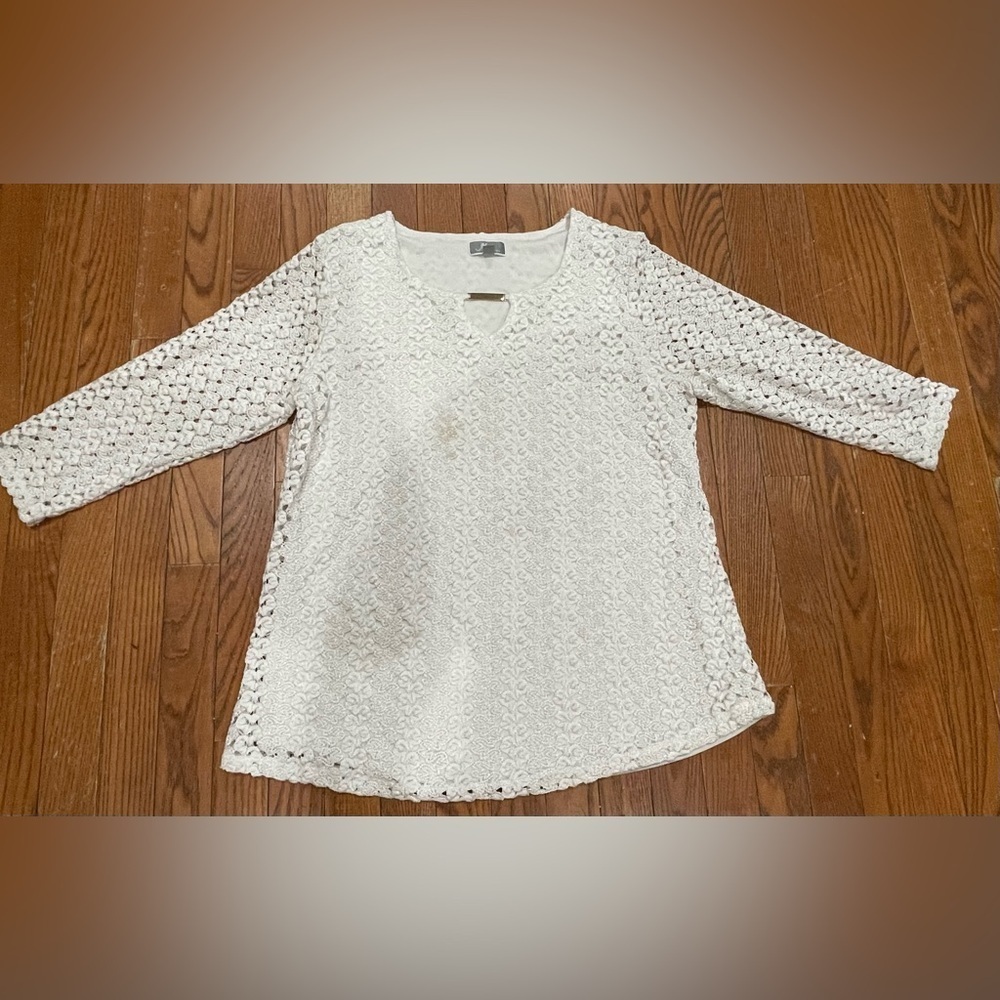 JM Collection White Textured Blouse